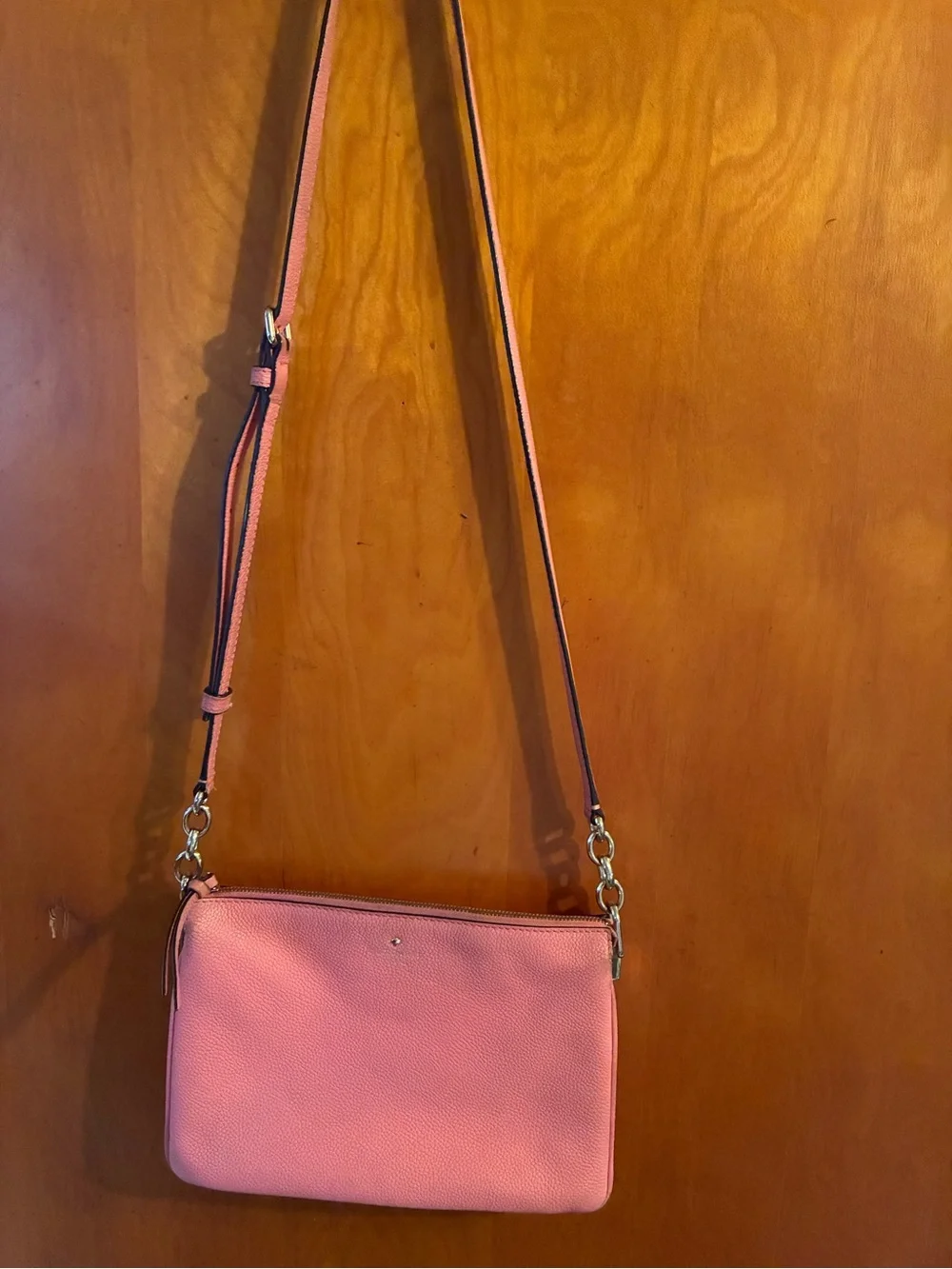 kate spade Pink Leather Crossbody with Chain Accents